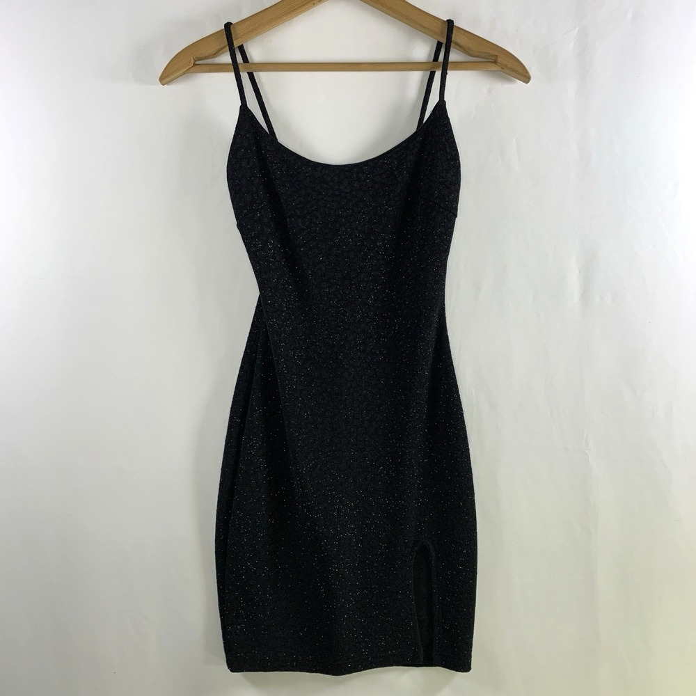 Windsor Womens Sparkly Scoop Neck Bodycon Mini Dress XS Black Y2K Club Party